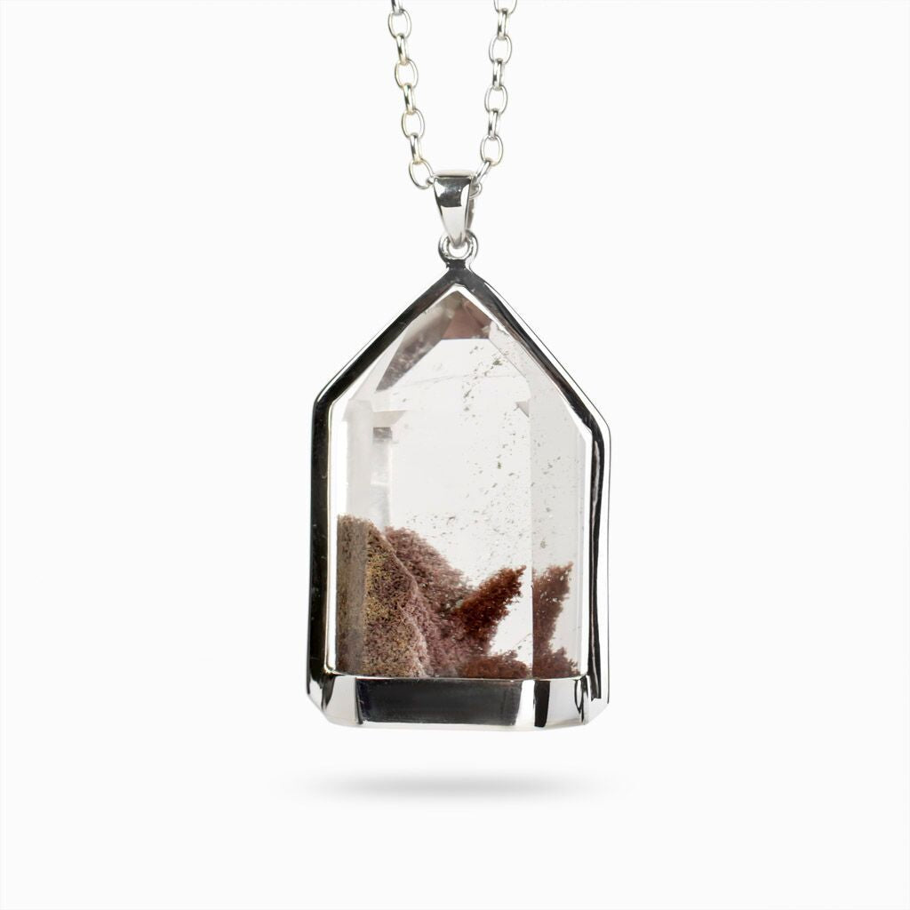 Transmitter Quartz with Hematite and Manganese Necklace