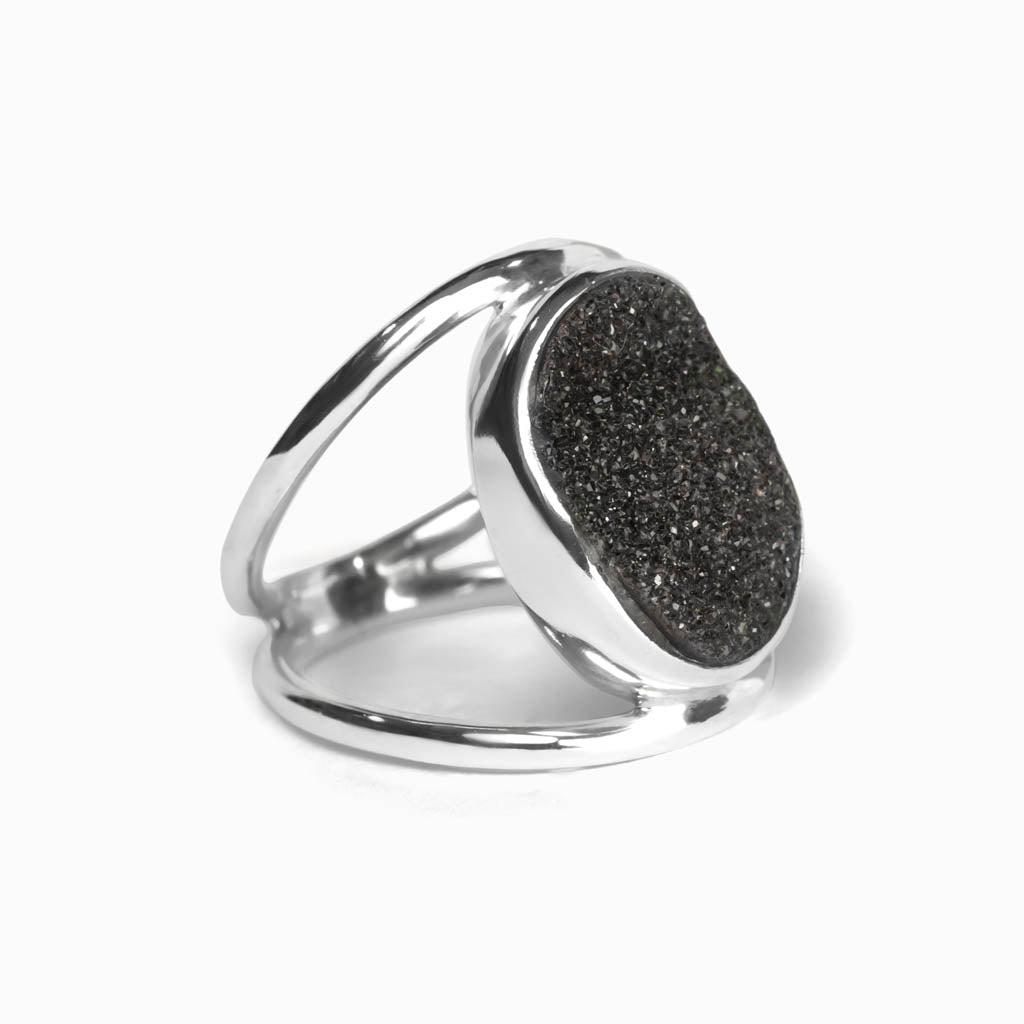 Onyx Druzy Ring