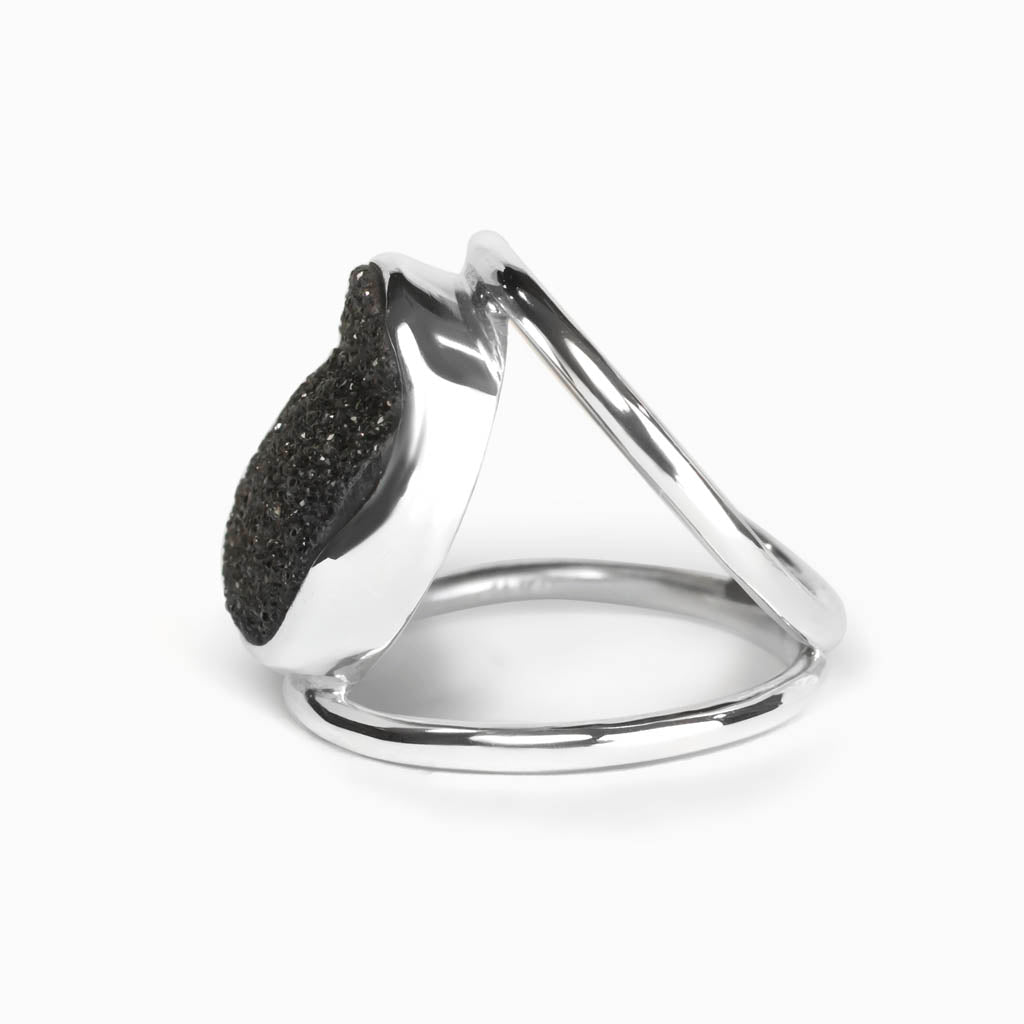 Onyx Druzy Ring