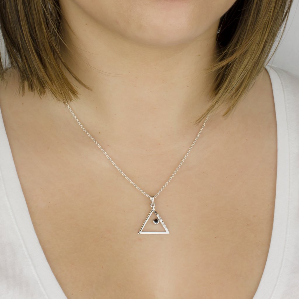 Triangulo: Black Spinel & Diamond Pendant