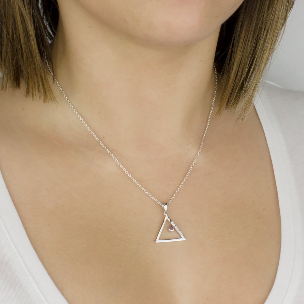 Triangulo: Ruby & Diamond Pendant on Model