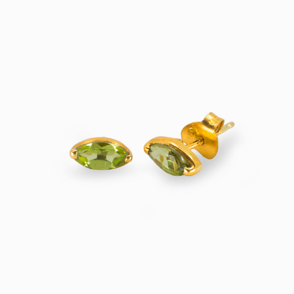 Yellow Gold Vermeil Peridot Stud Earrings Made In earth