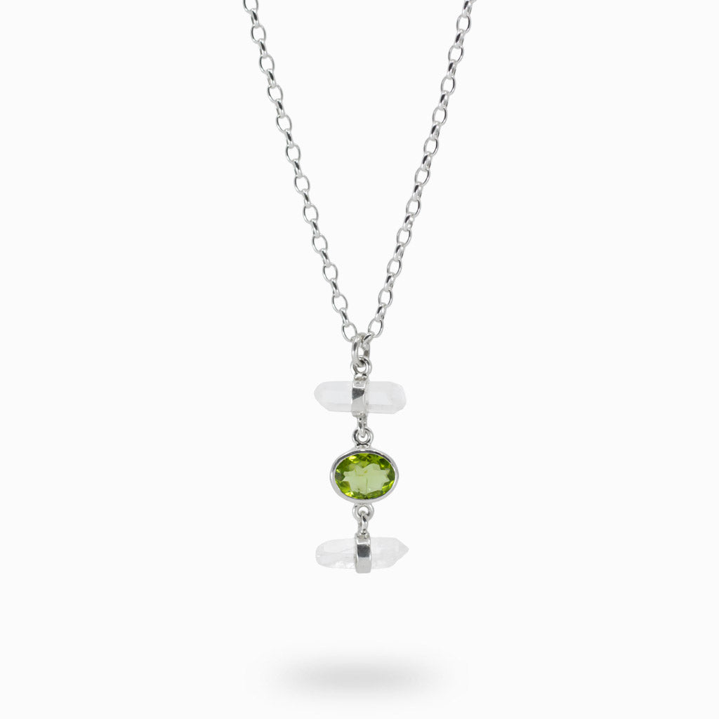 Laser Quartz and Peridot Necklace