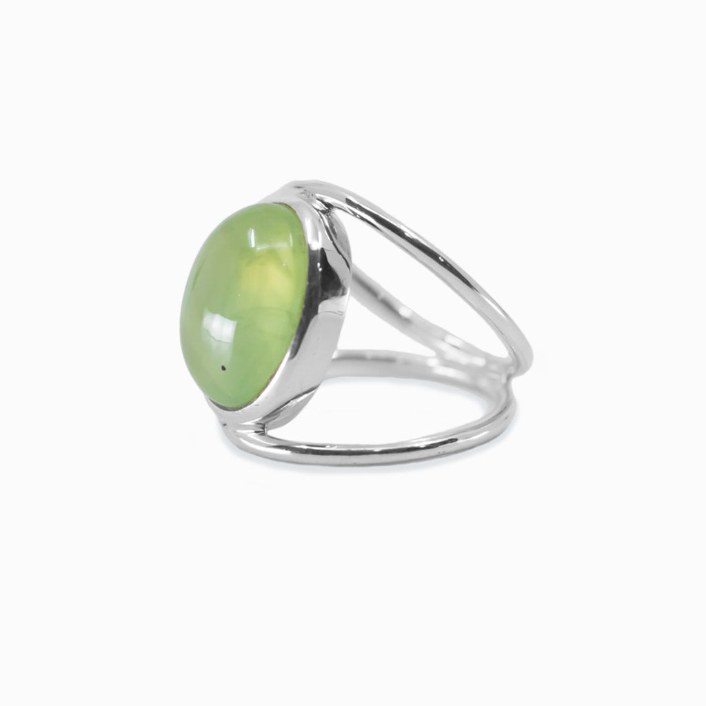 Green Cabochon Prehnite ring