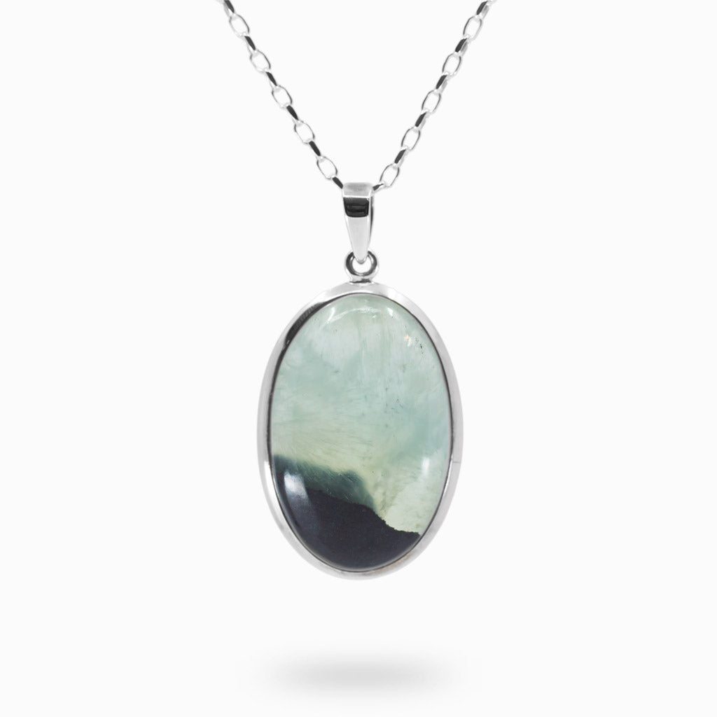 Cabochon Oval Prehnite necklace