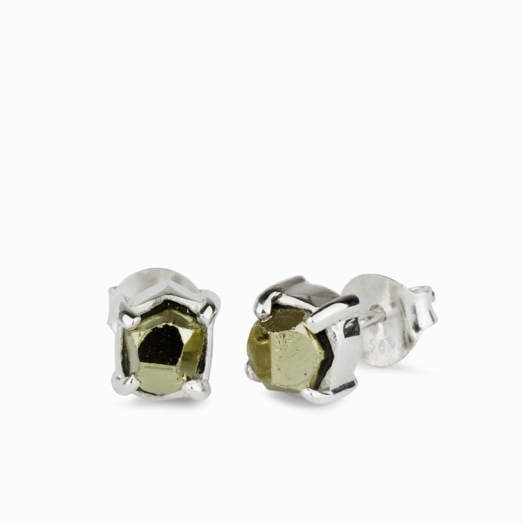 Natural raw Pyrite Stud Earrings Made In Earth