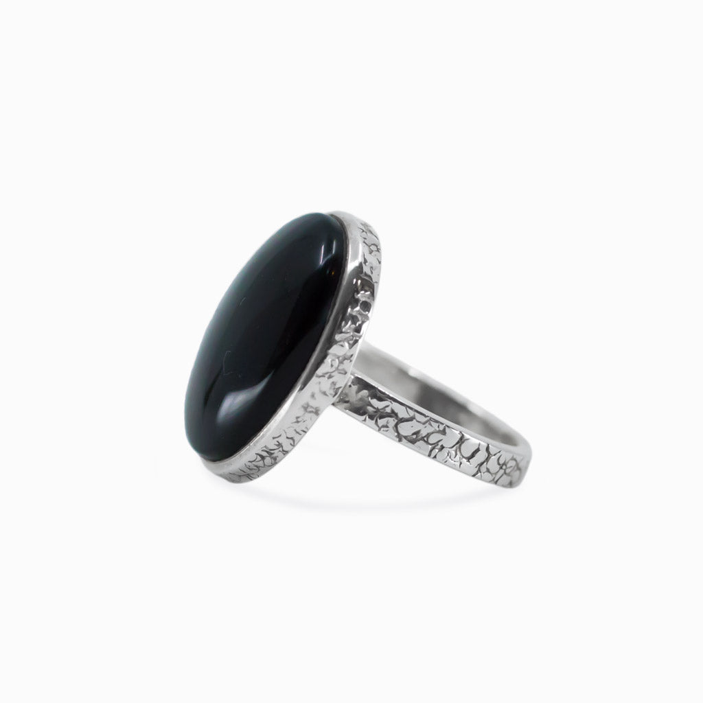 Cabochon Rainbow Obsidian ring