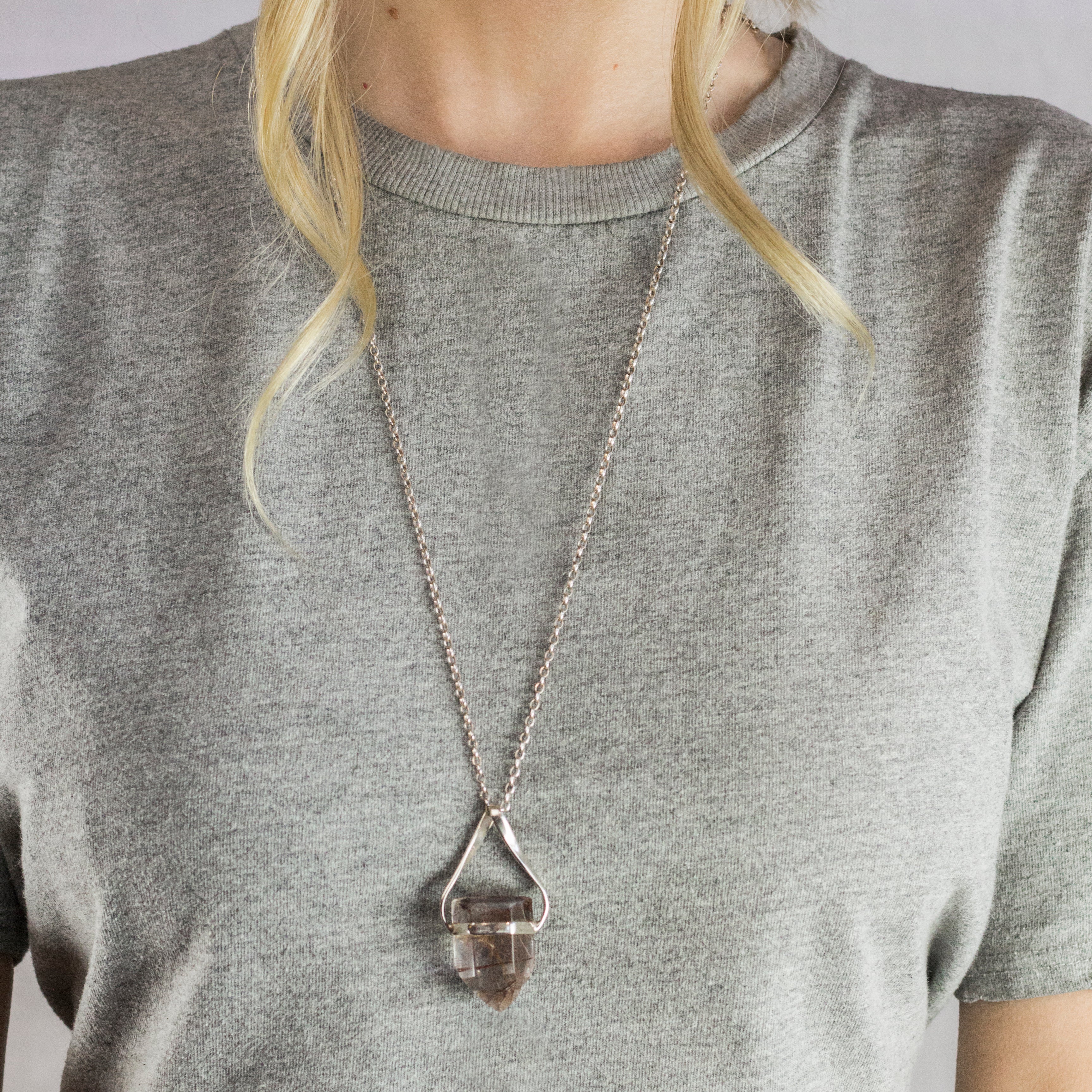 Red Rutilated Quartz Necklace on Model