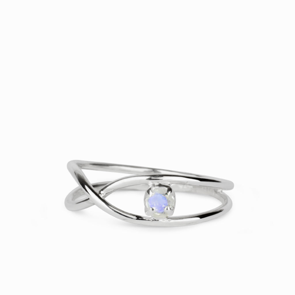 Faceted Lavender Rainbow Moonstone Birthstone Ring Made in Earth