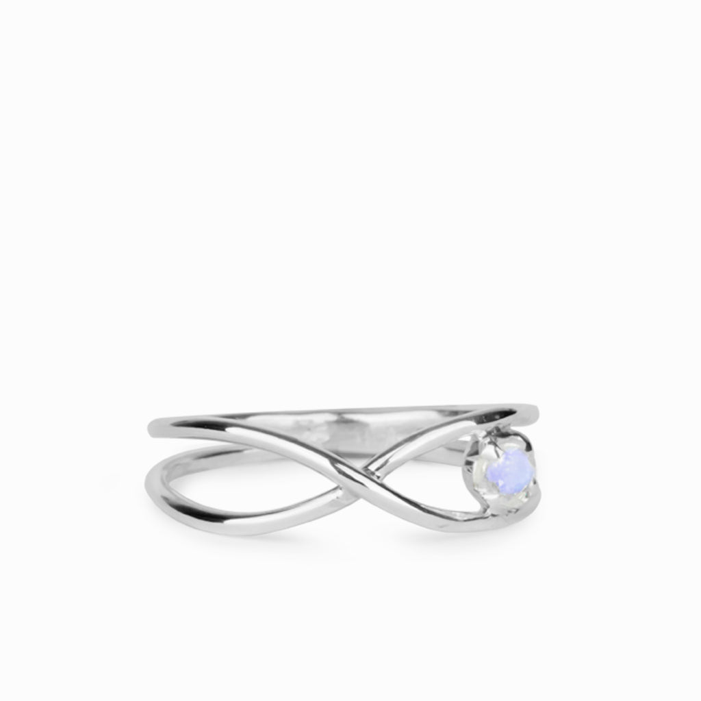 Faceted Rainbow Moonstone Birthstone Ring