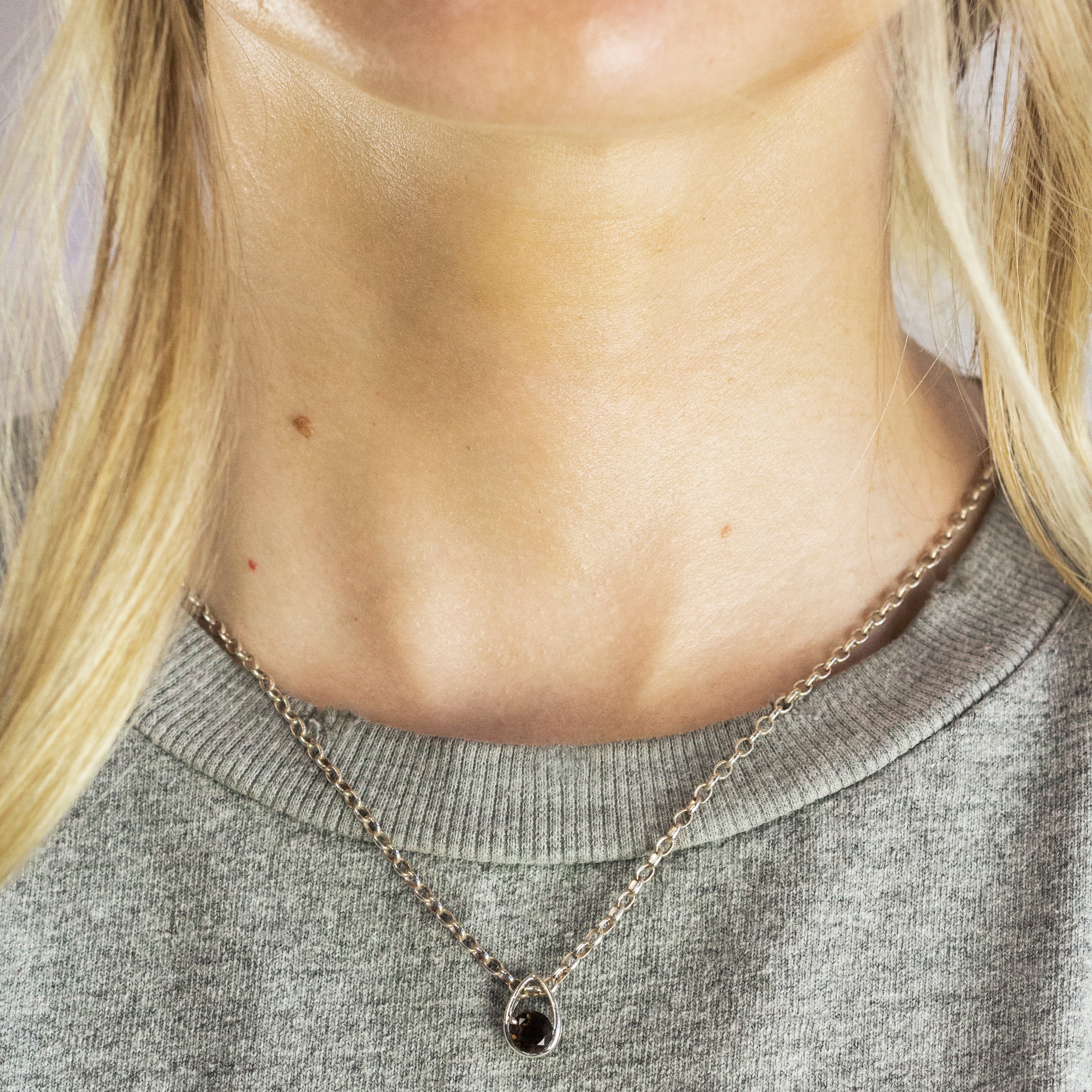 Faceted Smokey Quartz Necklace Model Featuring