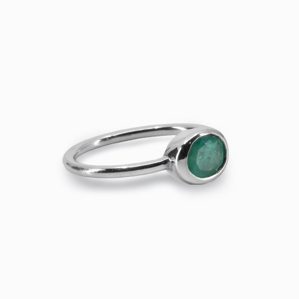 Faceted Oval Emerald Ring