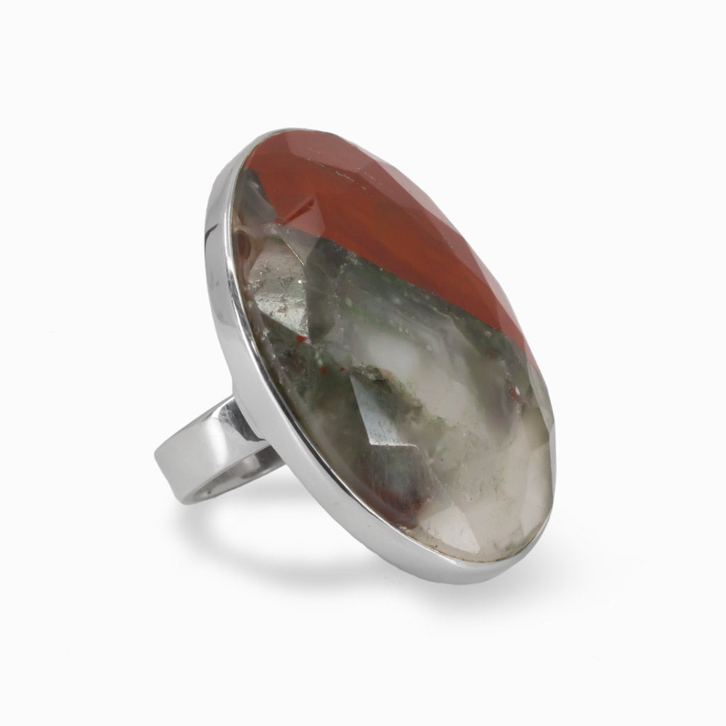 Volcano Jasper Oval Faceted Ring In 925 Silver Made In Earth