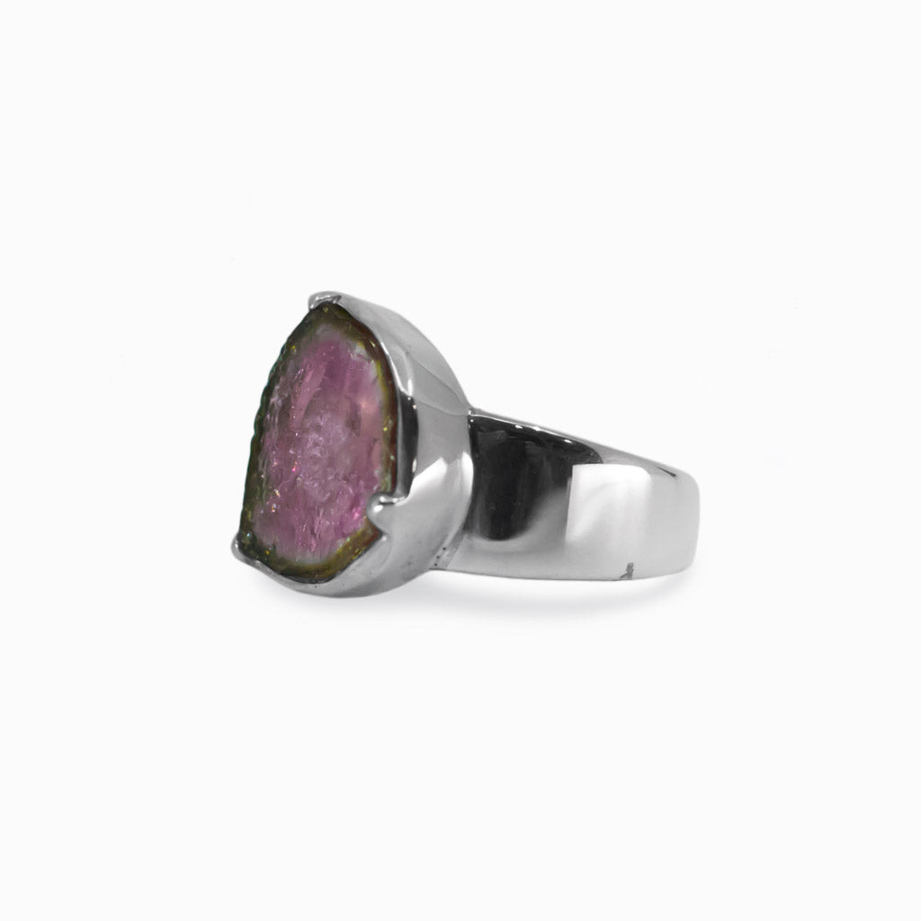 Raw Watermelon Tourmaline ring