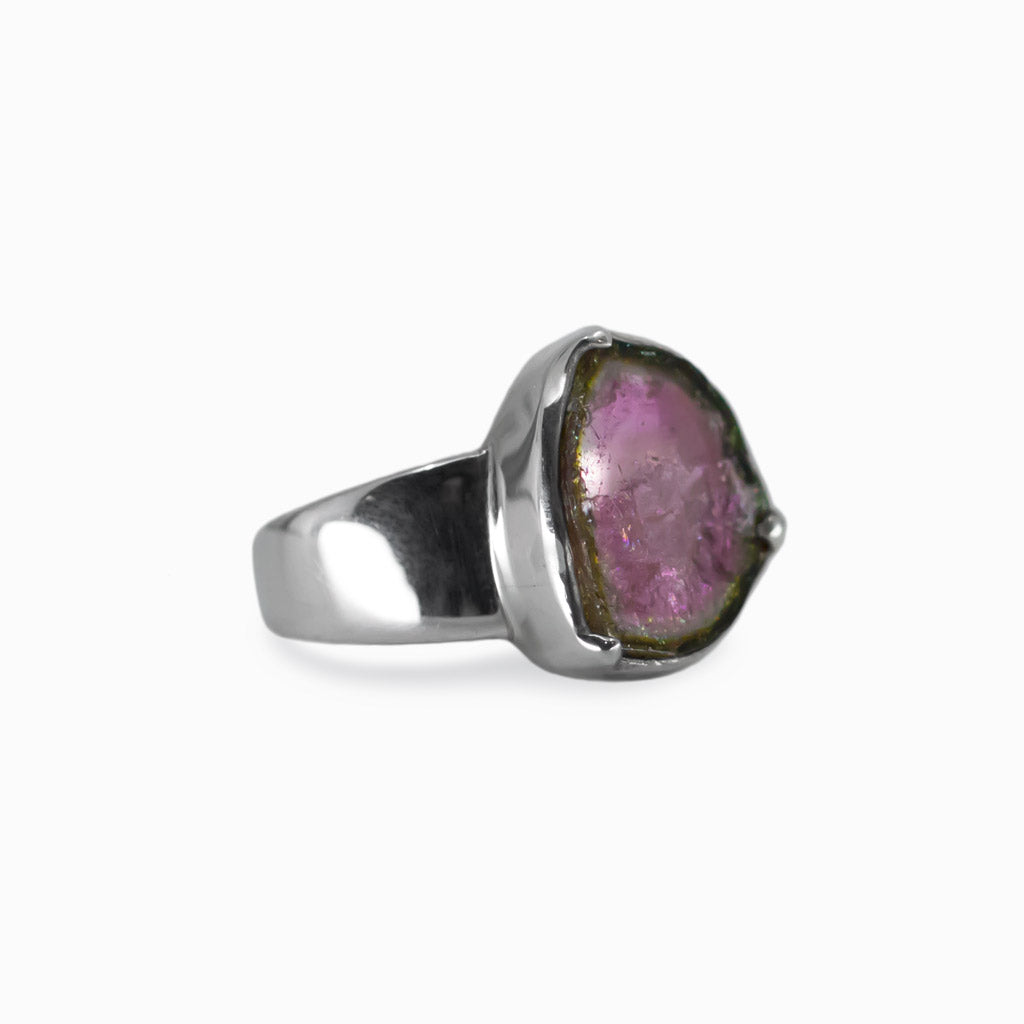 Raw Watermelon Tourmaline ring