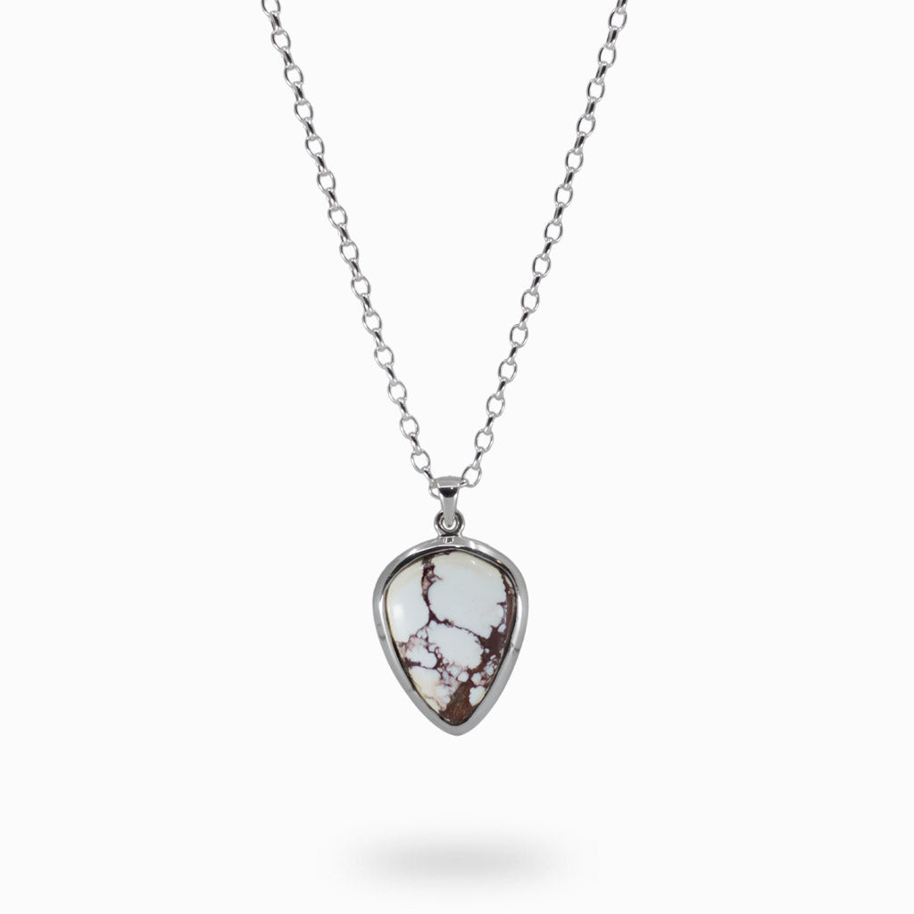 Sterling Silver cabochon tear Wild Horse necklace