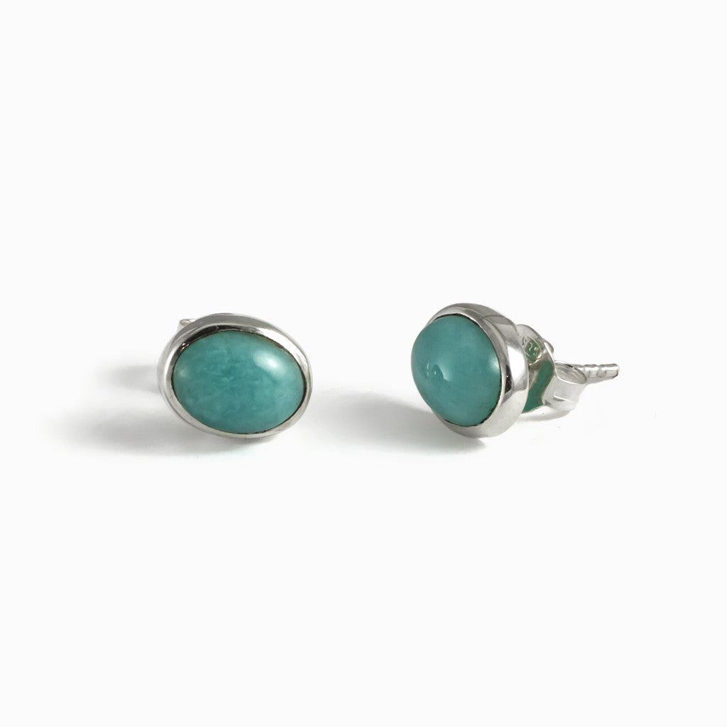 Blue-Green Amazonite Stud Earrings