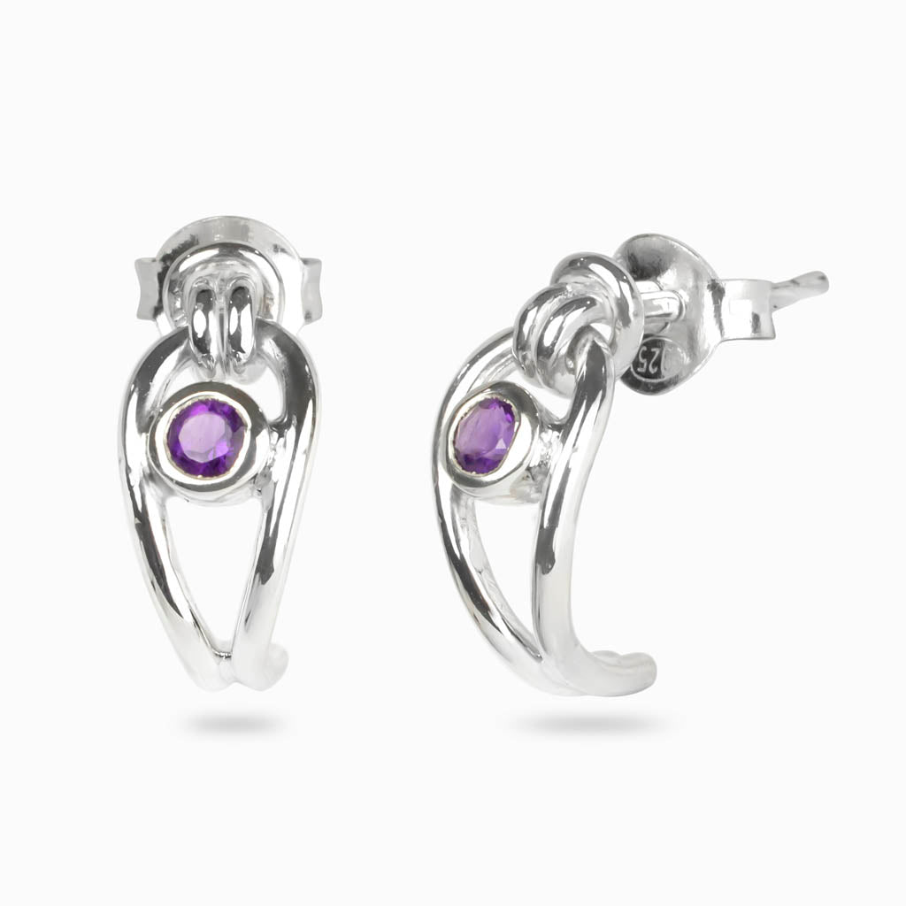 round facet Amethyst Stud Earrings