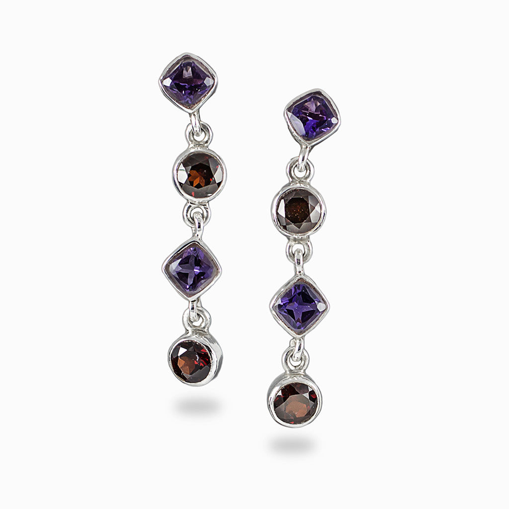 Garnet and Amethyst Earrings