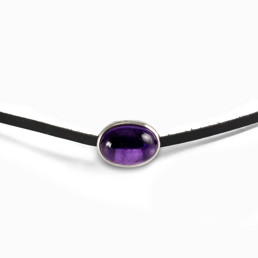 Amethyst Leather Necklace