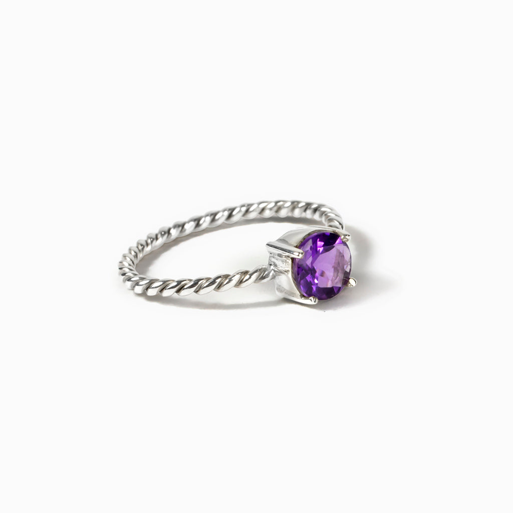 Purple Faceted Amethyst Ring Made in Earth