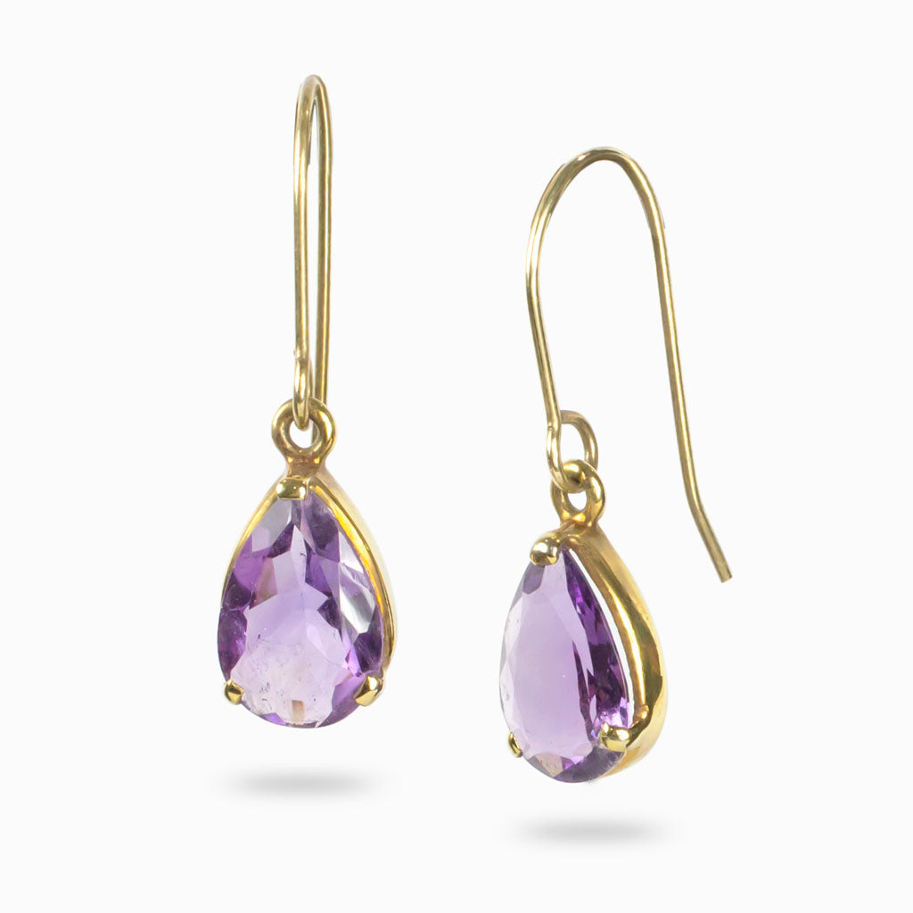 Teardrop facet Amethyst Drop Earrings