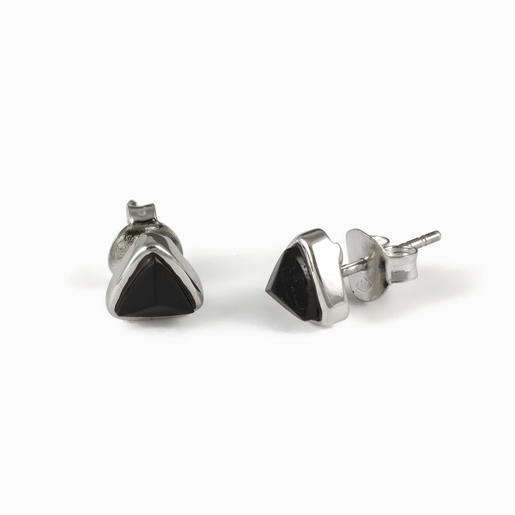 Triangle Black Tourmaline Stud Earrings Made In Earth