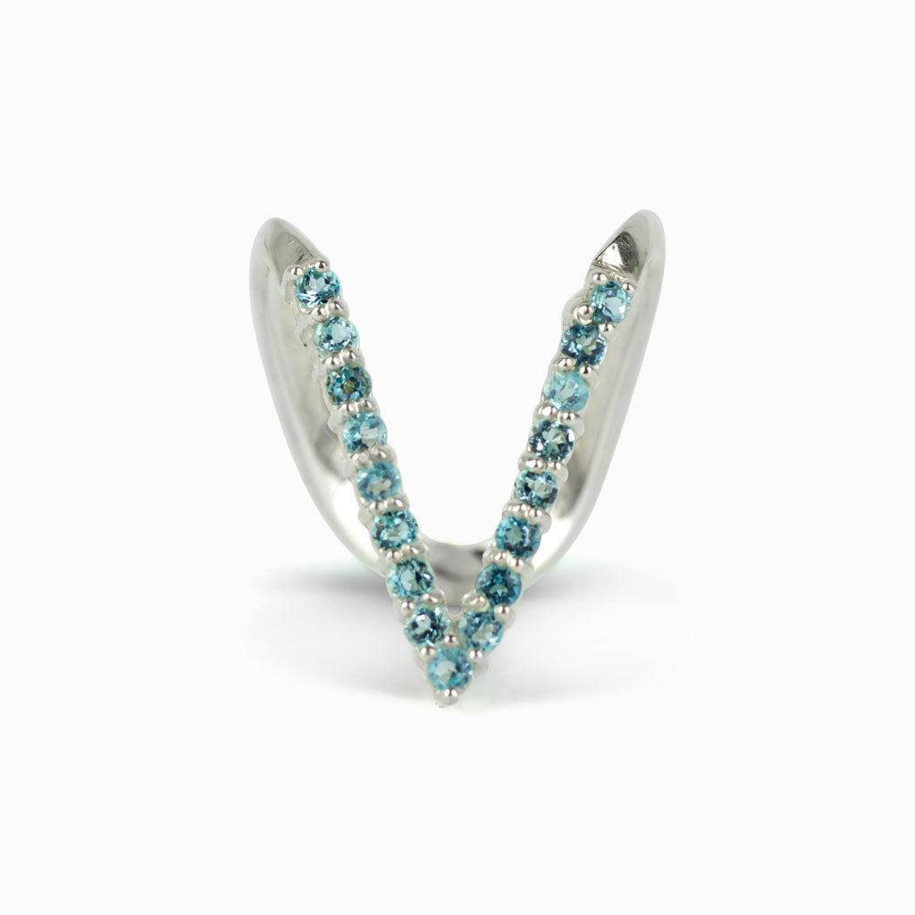 Blue Topaz V-Ring Made in Earth