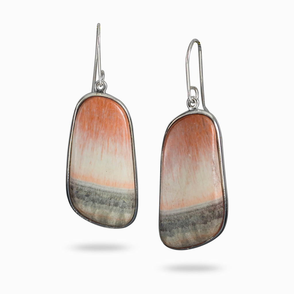 Organic Bezel Cab Celestobarite Drop Earrings