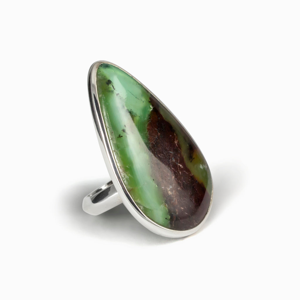 Chrysoprase in Matrix ring