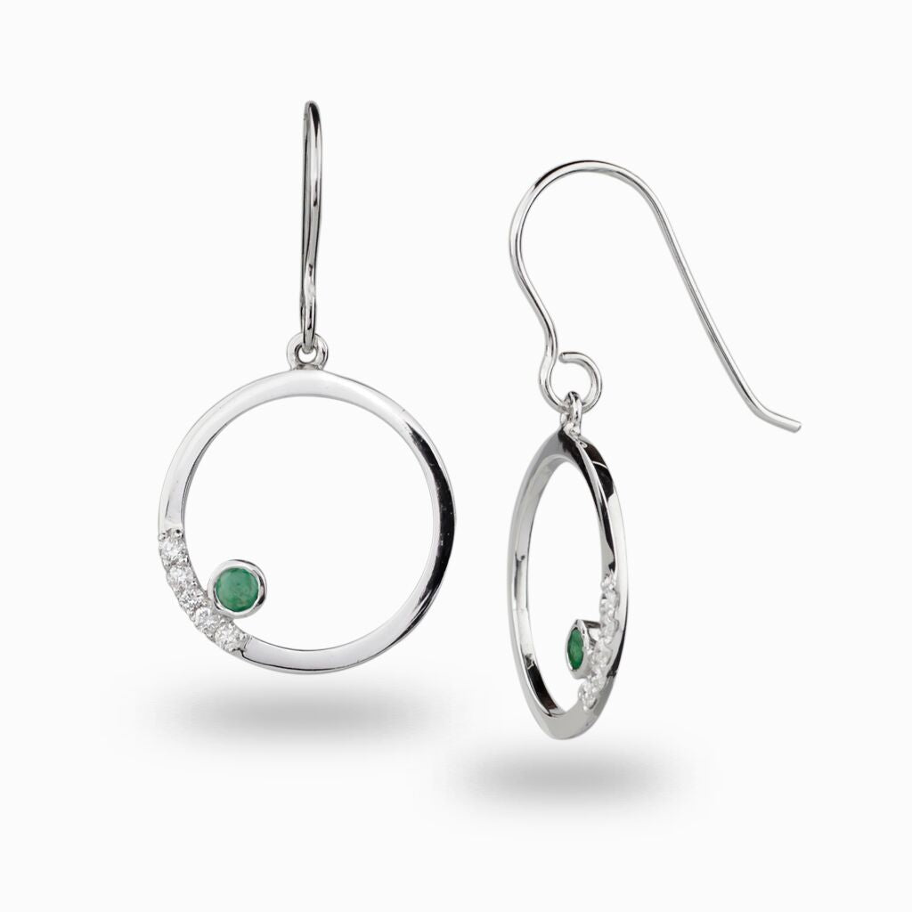 Cercle: Cab Bezel Emerald & Diamond Earrings