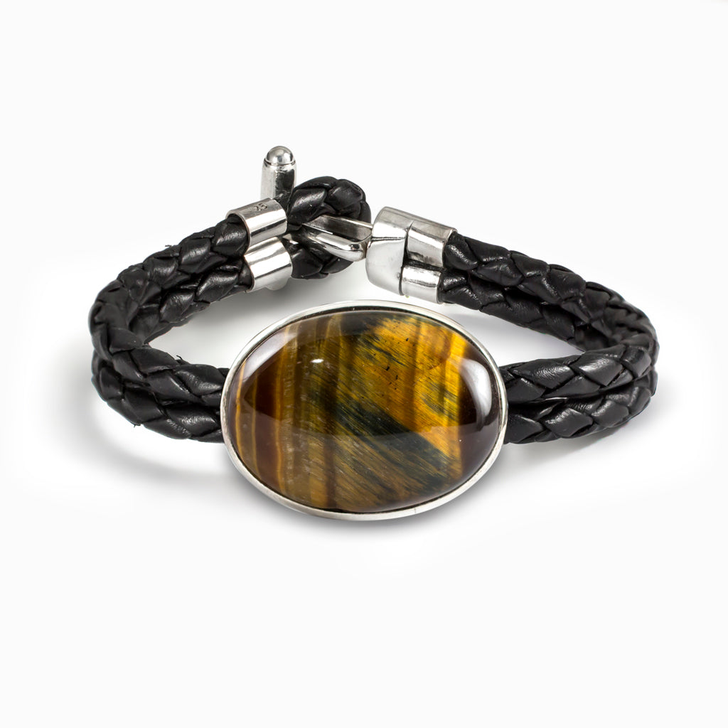Hawks Eye Braided Leather Bracelet Made In Earth