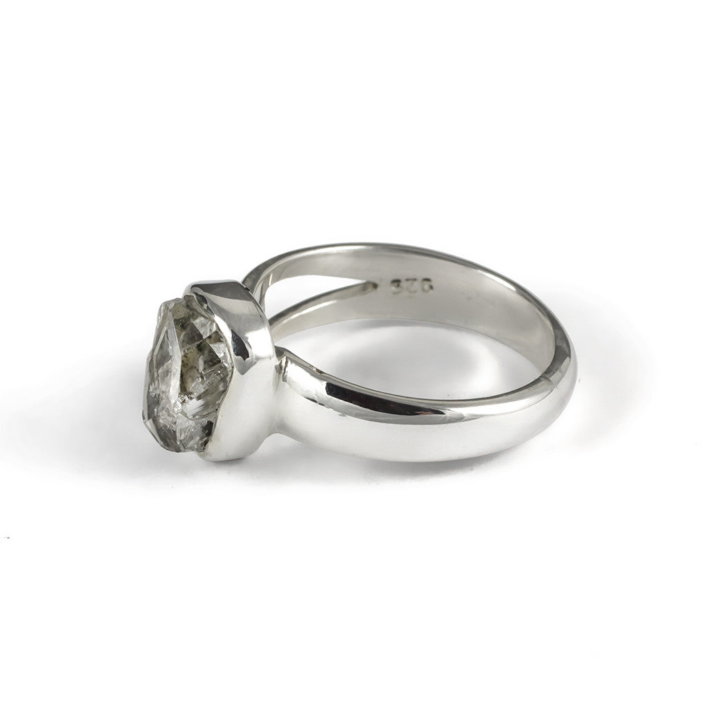 Herkimer Diamond with Blue Topaz Ring