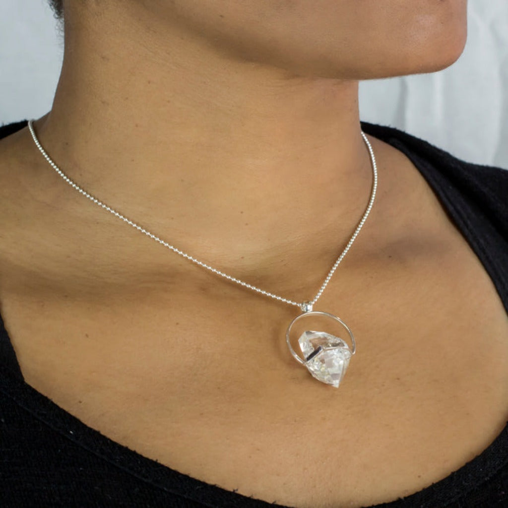 Herkimer Diamond Pendant on Model