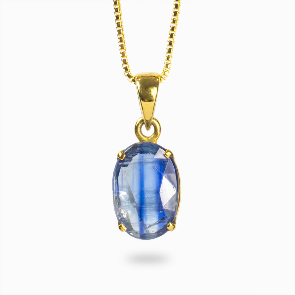 Blue Faceted Oval Kyanite Necklace