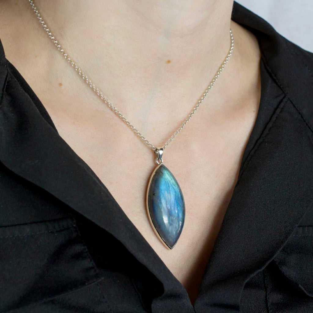 Labradorite Pendant on Model