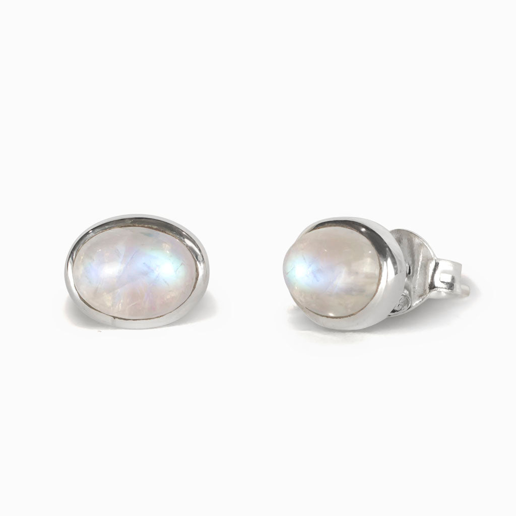 Rainbow Moonstone Stud Earrings Made In Earth