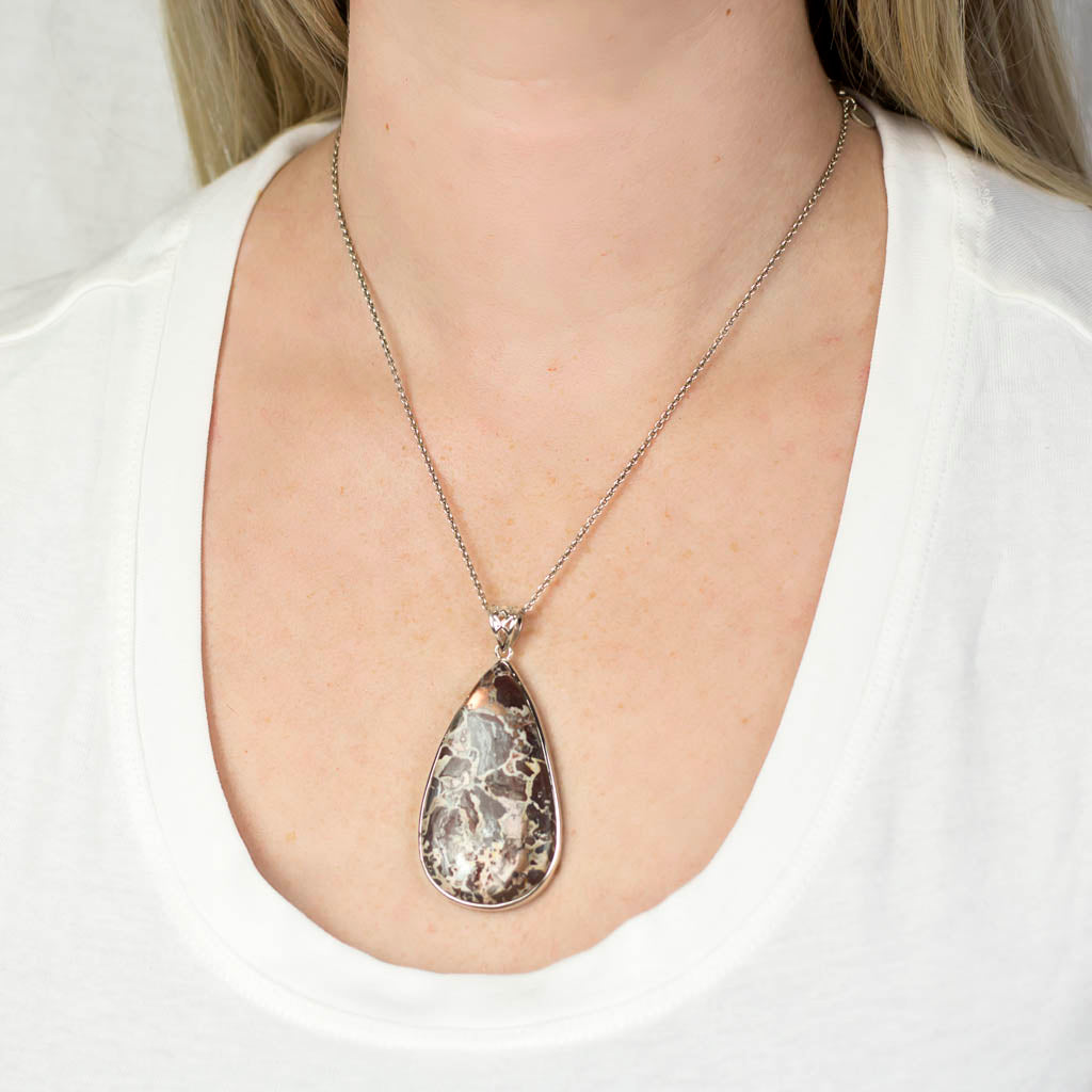 sterling silver tear Native Copper Necklace on Model