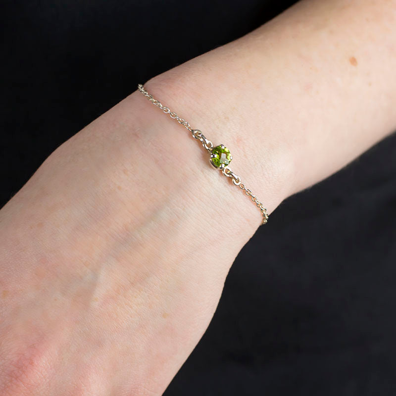 peridot bracelet on model