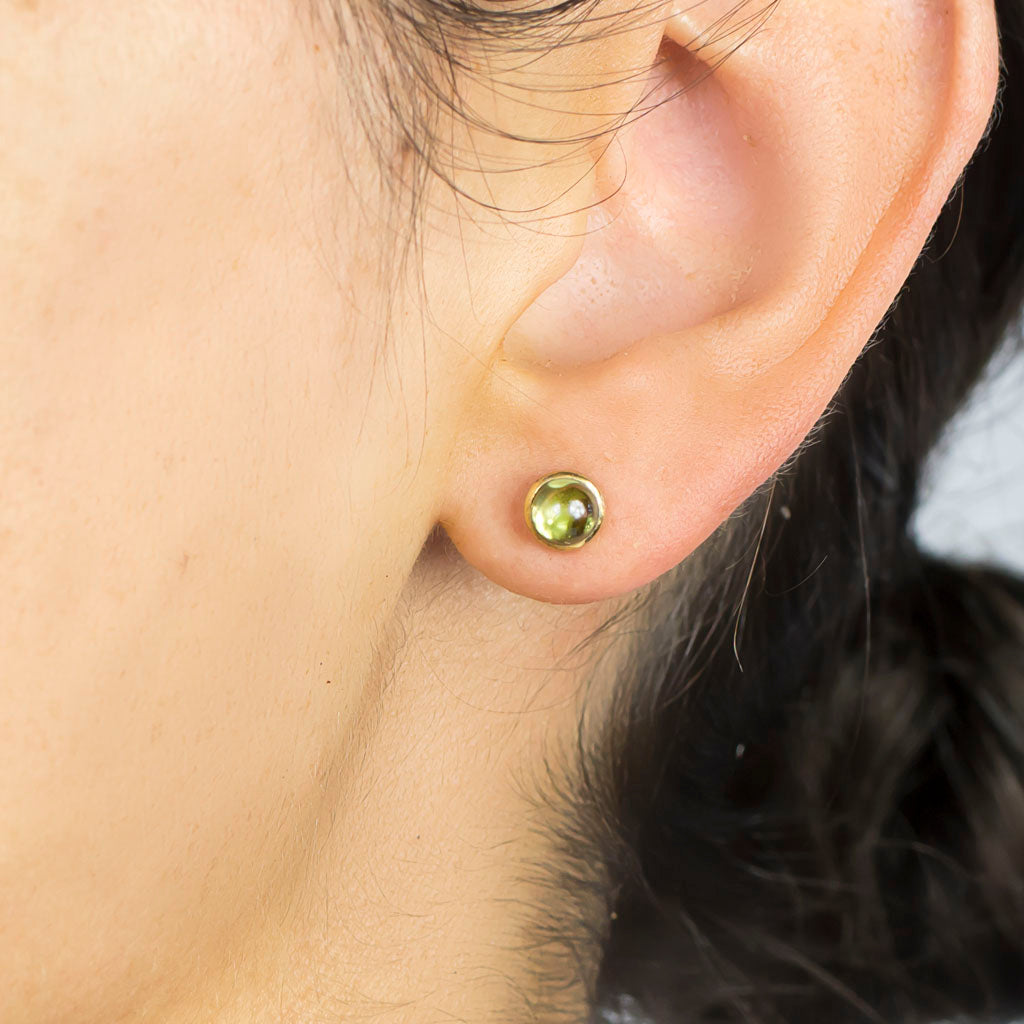 Vermeil Peridot Stud Earrings on Model