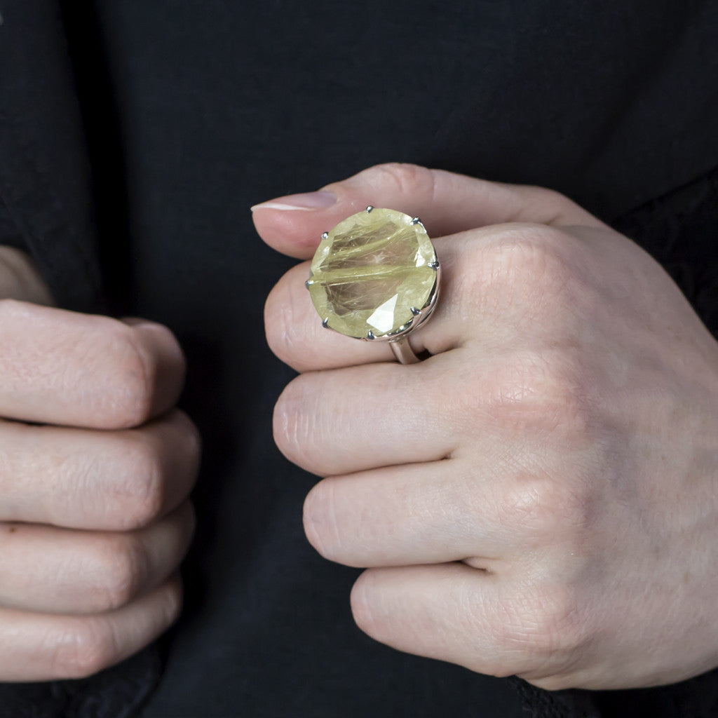 Rutilated Quartz Ring on Model
