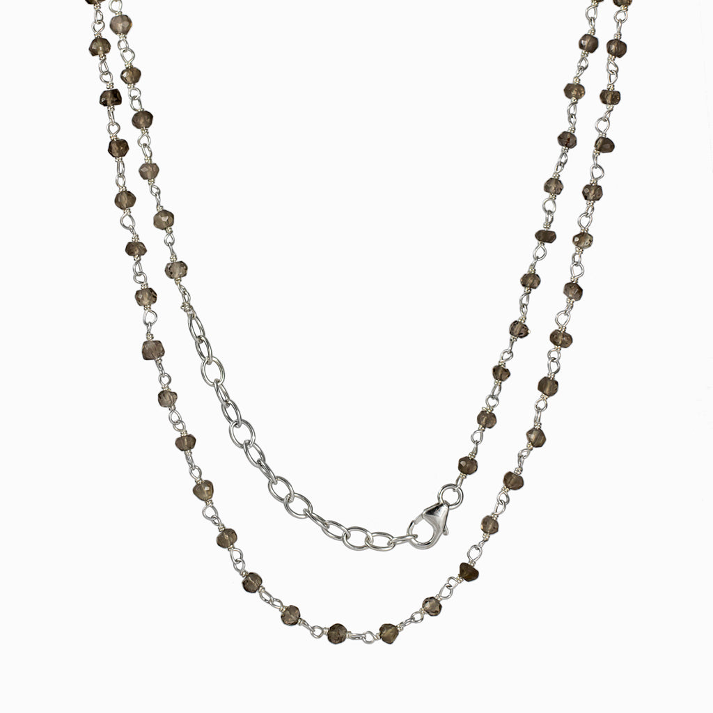 Smokey Quartz beaded chain necklace