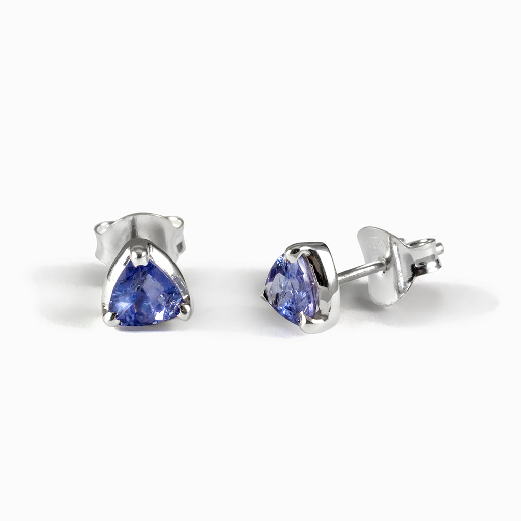 Faceted triangle Tanzanite Stud Earrings Made In Earth