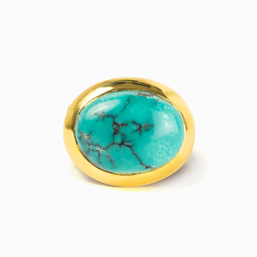 Tibetan Turquoise Gold Ring Made in Earth