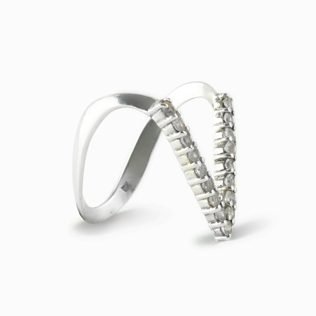 White Topaz V-Ring