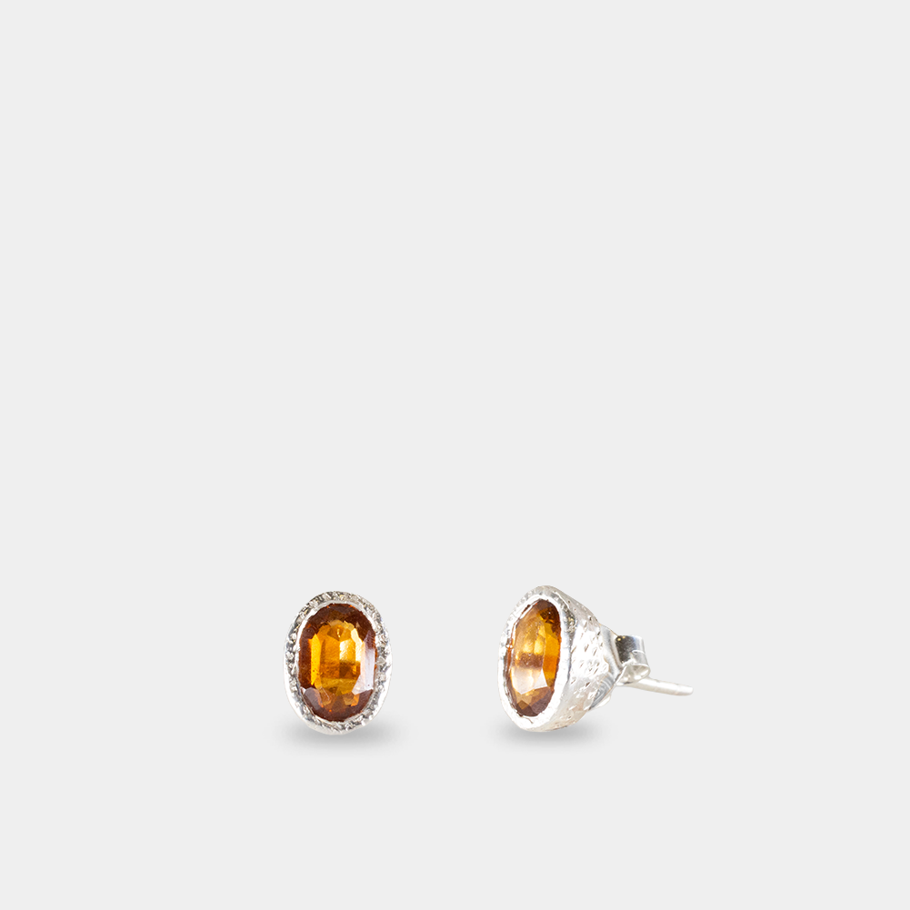 Hessonite Garnet Stud Earrings