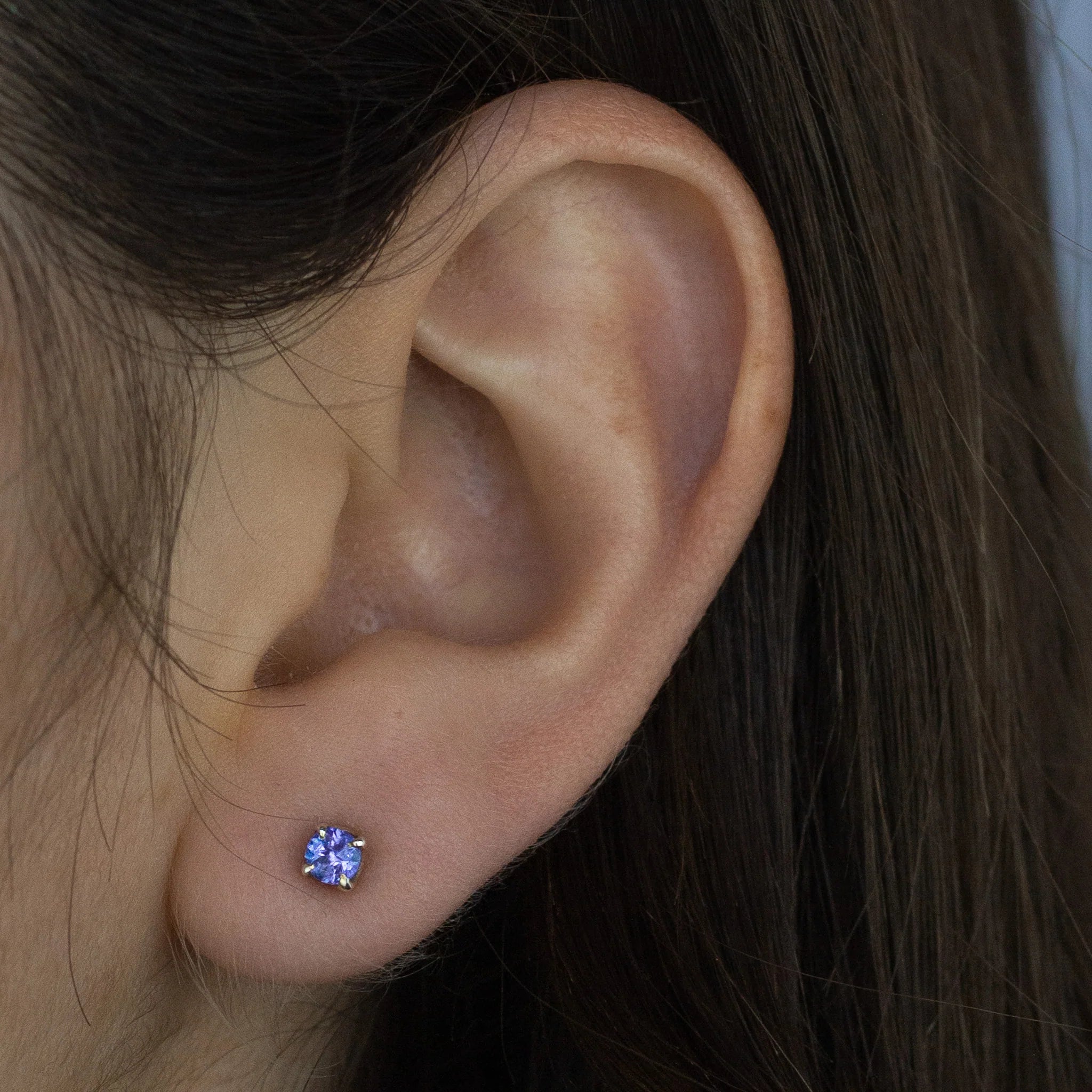 tanzanite faceted stud earrings sterling silver blue violet tanzanite gemstone stud earrings