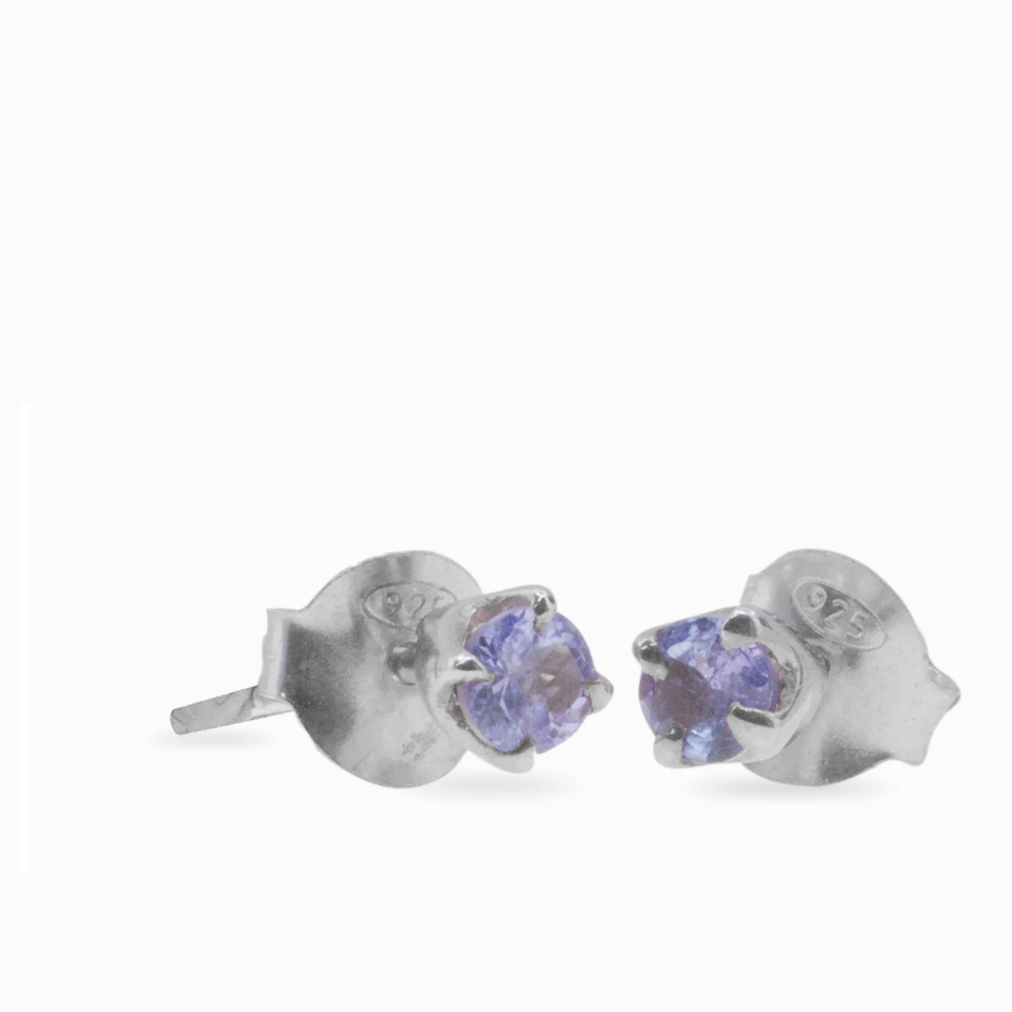 tanzanite faceted stud earrings sterling silver blue violet tanzanite gemstone stud earrings