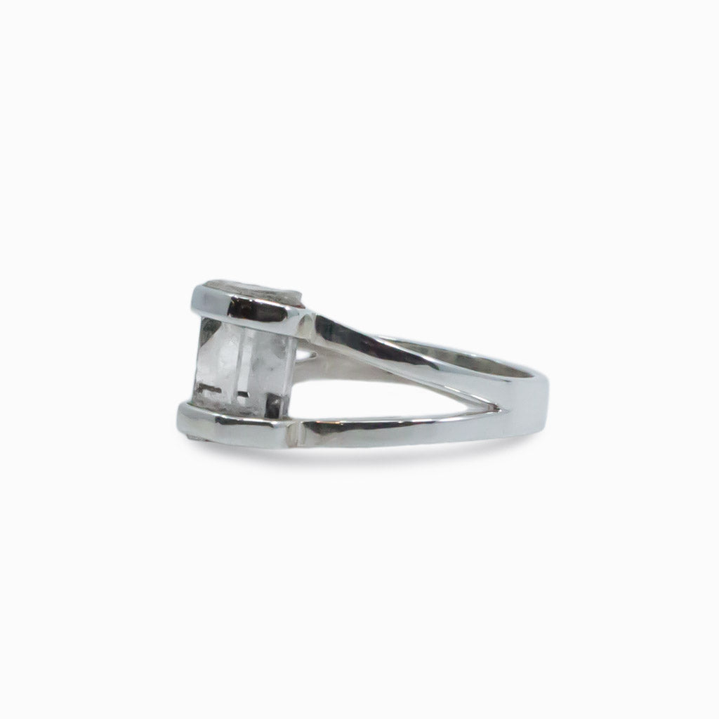 faceted pencil shaped Black Tourmaline and Aquamarine ring