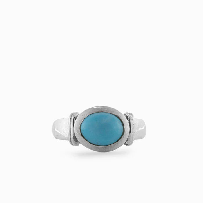 sleeping beauty turquoise cabochon ring sterling silver oval blue turquoise gemstone ring arizona turquoise jewelry